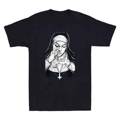 Buy Satanic Unholy Nun Occult Gothic Evil Anti-Christ Funny Vintage Men's T-Shirt • 14.99£