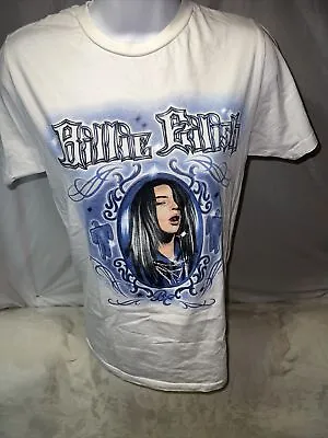 Buy Billie Eilish Official Merch T-Shirt Blue Airbrushed Concert Tour Adult Size XS • 27.40£