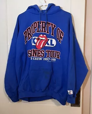 Buy Rolling Stones Hoodie Blue Size XL Road Crew Tour 1997-1998 Vintage • 113.40£
