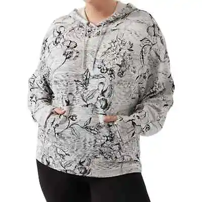 Buy Athleta Balance Hoodie Sweatshirt Black Grey Floral 1X • 36.65£