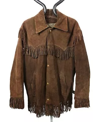 Buy 1950s Buckboard Dark Brown Suede Fringe Tassel Jacket - L • 150£