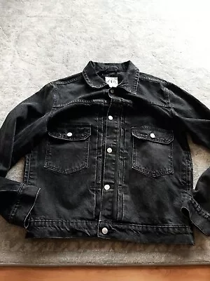 Buy Zara Ladies Black Distressed Jean Jacket. Large  • 31.95£