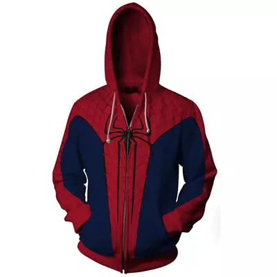 Buy Avengers Spiderman Hoodie Print Cosplay Jacket Casual Sweatshirt Zip Up Coat New • 32.23£