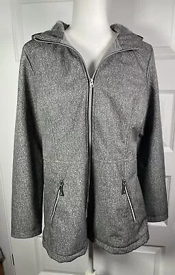 Buy ZeroXposur Gray Soft Fur Lined Raincoat Winter Jacket Hooded Pockets Size Large • 25.57£