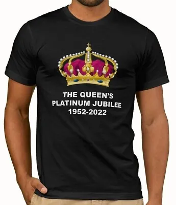 Buy Queen Elizabeth II Platinum Jubilee T-Shirt | 1952-2022 Emblem Top Crown Tee • 13.95£
