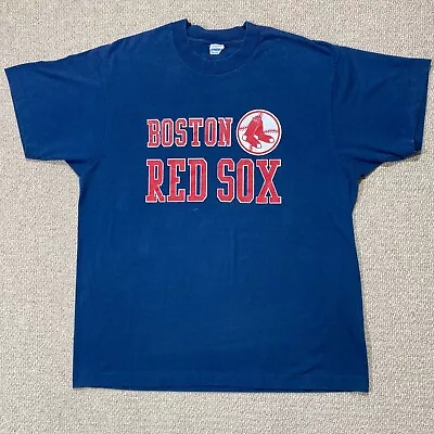 Buy VINTAGE Boston Red Sox T Shirt Mens Large Blue Champion Single Stitch 90s MLB • 14.39£