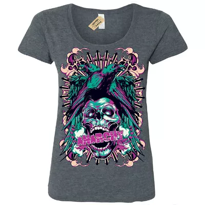 Buy Anarchy Ravens T-Shirt Axes Biker Skull Gothic Rock Punk Cro Womens Ladies Scoop • 11.95£