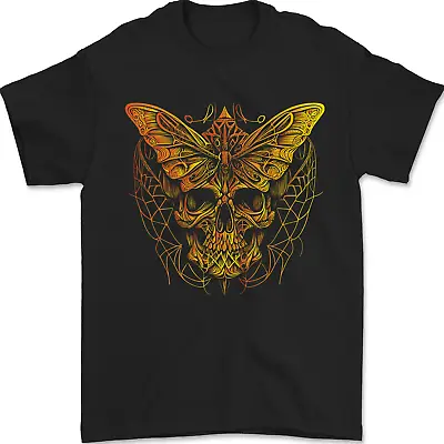 Buy A Golded Moth Skull Mens T-Shirt 100% Cotton • 8.49£
