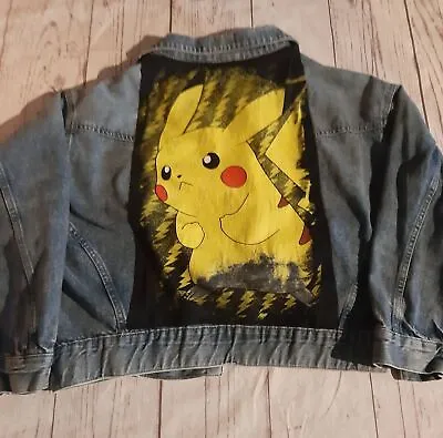 Buy Pokemon Pikachu On Back Reworked Vintage Denim Jacket Size Small • 39.99£