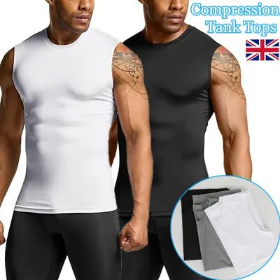 Buy Men's Athletic Compression Vest T-Shirts Sleeveless Workout Tank Top Sports Gym • 12.79£