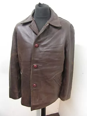 Buy Vintage 50's French Leather Overcoat Trench Jacket Size L Wool Lined, Ace Patina • 69£