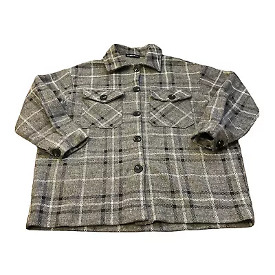 Buy Cameo Rose Womens Grey Check Flannel Shirt Jacket Button Front Size Large • 9.48£