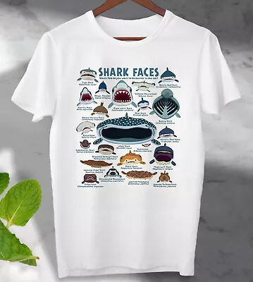 Buy Shark Faces Sea Life Type Of Shark  T Shirt  Unisex Men's Ladies Top • 7.99£