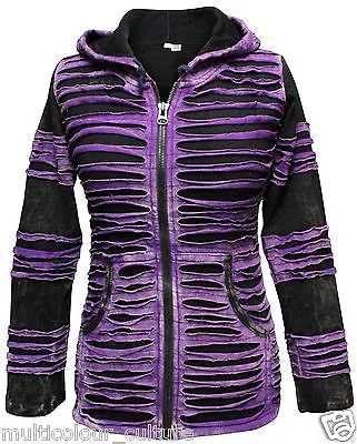Buy Pixie Washed Out Ladies Hippie Hoodie Festival Emo Gothic Punk Women Boho Jacket • 35.99£