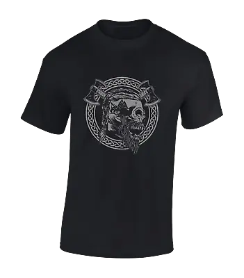 Buy Viking Skull Mens T Shirt Cool Norse Mythology Celtic Odin Thor Valhalla Top • 7.99£