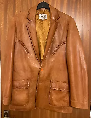 Buy Men’s Scully Whip Stitch Tan Leather Western Cowboy Jacket 40 Reg. 21.5” Pit-Pit • 45£