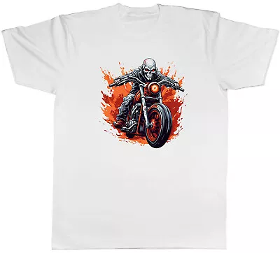 Buy Demon Skull Biker Mens T-Shirt Motorbike Flames Skeleton Gothic Tee Gift • 8.99£