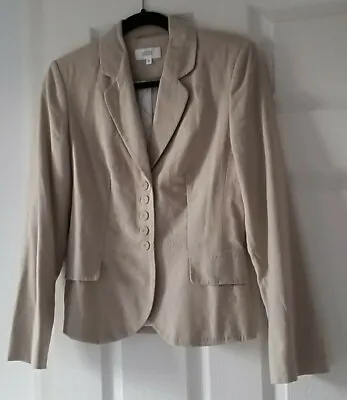 Buy Marks & Spencers Size 10 Light Brown Linen Mix Fitted Jacket, Lined, New • 4£