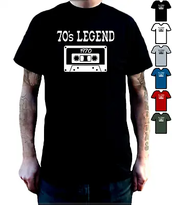 Buy 70s Legend T-Shirt Seventies Retro Cassette With/Without Personalised Year 70-79 • 12.99£