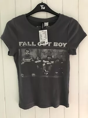 Buy Rare H&M Women’s Fall Out Boy Grey T Shirt Size Small Official Band Music Merch • 49£