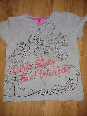 Buy Girls Disney Princess Grey And Pink Glitter T-shirt  Age 8 Years • 3.99£