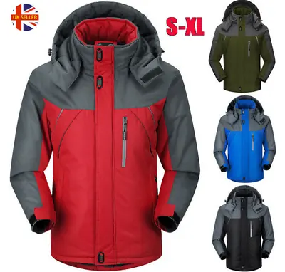 Buy Mens Winter Warm Fleece Jacket Coats Lining Thick Waterproof Mountain Jackets UK • 5.55£