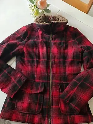 Buy H&M Black And Red  Check Wool Blend Winter Jacket 38 10-12 • 15£