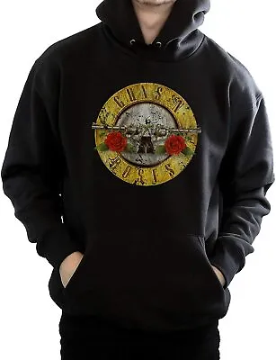 Buy Guns N Roses Vintage Bullet Distressed Logo Men's Official Black Pullover Hoodie • 34.95£