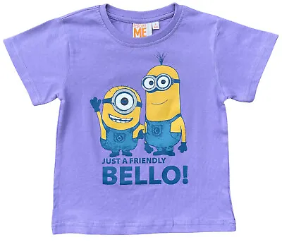 Buy Minions Despicable Me Purple Short Sleeved Summer T-shirt Age 8 & 10 Years • 6.29£