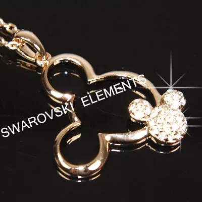 Buy 18K Rose Gold Filled Made With Swarovski Crystal Micky Mouse Necklace P9716G • 6.49£