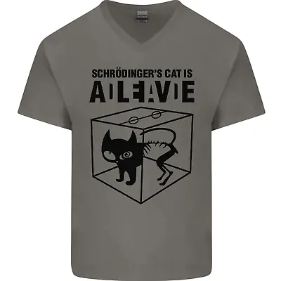 Buy Schrodingers Cat Science Geek Nerd Mens V-Neck Cotton T-Shirt • 8.49£