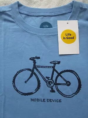 Buy LIFE IS GOOD NWT USA Bike Biking Mobile Device Blue SS TShirt Boys Sz Large L 10 • 12.86£