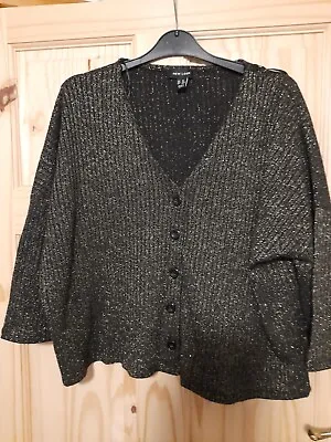 Buy New Look Sparkly Black And Gold Party Christmas Cardigan Size 16 • 12£