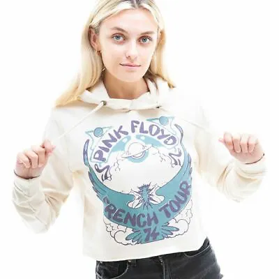 Buy Official Pink Floyd Ladies French Tour Cropped Hoodie White Sizes S - XL • 24.99£