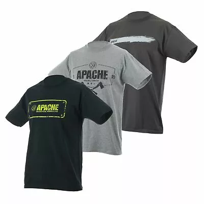 Buy Apache Pack Of 3 Assorted Logo Workwear Cotton T-Shirts Black, Charcoal And Grey • 27.99£