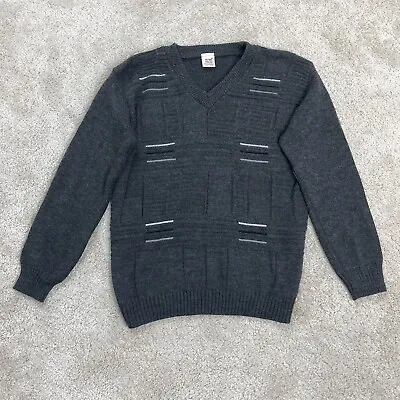 Buy Vintage 90s Sweater Mens Medium Grandpa Cottage Jumper Knit Holiday Grey • 18.99£