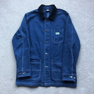Buy Dickies Men’s Cotton Canvas Chore Jacket Corduroy Collar Blue Size L • 55£