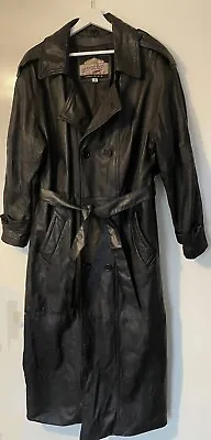 Buy Attraction Real Leather Black Long Coat Jacket Matrix Style Size S • 70£