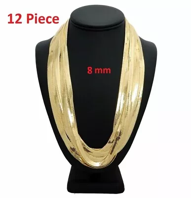 Buy Mens 8mm Herringbone Chain Necklace 20  24  30  Gold Plated Wholesale 12 Piece  • 62.36£