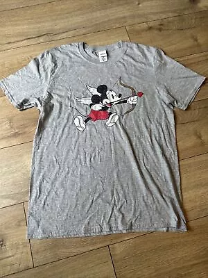 Buy DISNEY Mickey Mouse T-Shirt Grey Short Sleeve Mens M Cupid • 8.40£