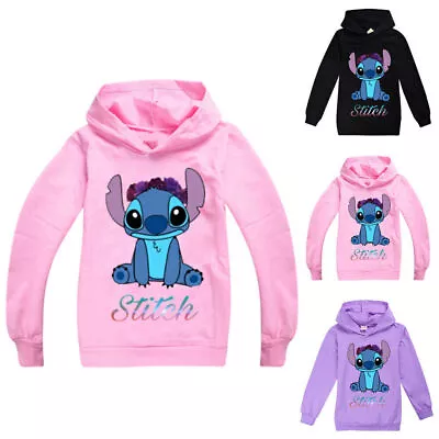 Buy Kid' Lilo And Stitch Long Sleeve Hoodies Sweatshirt Casual Sweater Tops Clothes • 7.79£