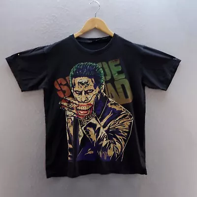 Buy The Joker T Shirt Medium Black Graphic Print Suicide Squad Crew Neck Mens • 8.09£