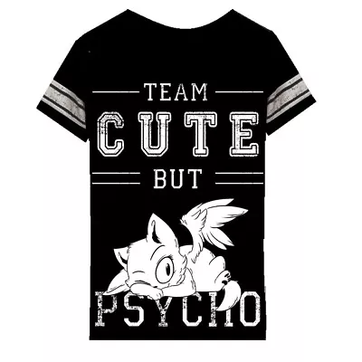 Buy Heartless Cute But Psycho Women's Black Varsity T-Shirt • Local Stock • Gothic • 37.89£