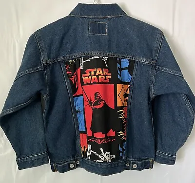 Buy Levi's X Star Wars Denim Jacket Hand Sewn Youth Sz 7 One Of A Kind Vintage • 59.06£