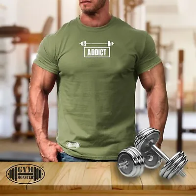 Buy Addict T Shirt Gym Clothing Bodybuilding Training Workout Exercise MMA Men Top • 10.99£