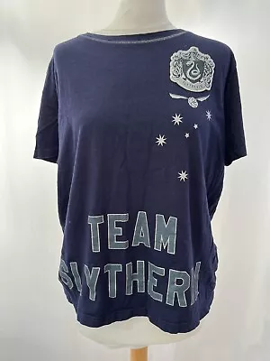 Buy Harry Potter Team Slytherin Pyjama T-shirt Size 18 Navy Short Sleeve Womens • 7.99£