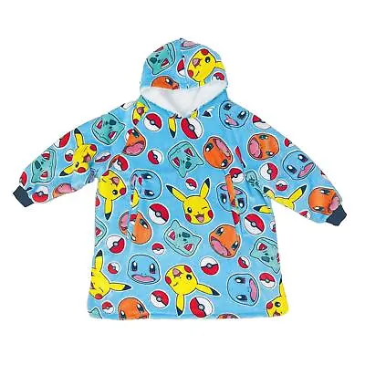 Buy Gamer Fleece Oversized Kids Hoodie Pokemon Stickers Design Soft Blanket Hoody • 24.99£