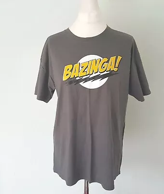Buy Gildan Men's Grey Bazinga Logo  Cotton T-Shirt Size Large • 9£