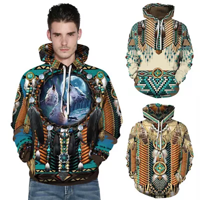 Buy Indian Native Chief Tribal Totem Ethnic Hippie Men Women Hoodie Pullover Jackets • 18.90£