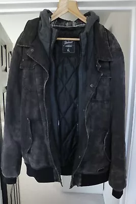 Buy Brandit Dayton Mens Biker Jacket Hooded  Grey • 35£
